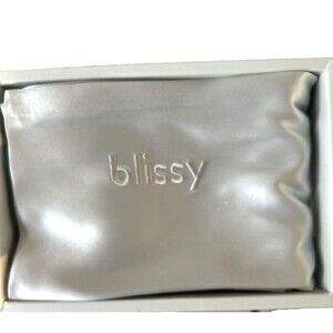 BLISSY Mulberry Silk Pillowcase QUEEN SIZE 30" L  x 20" W  Silver 22 Momme